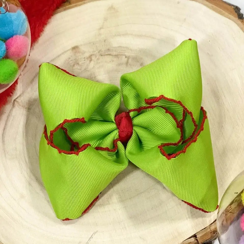 Lime Green Moonstitch Hair Bow