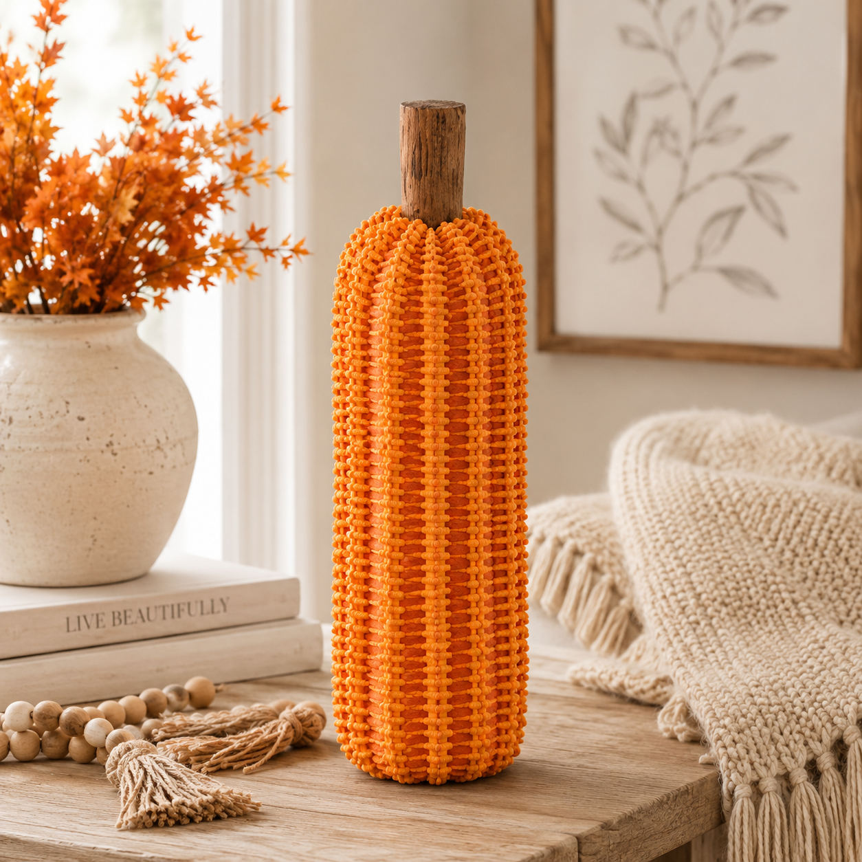 Large Wicker Pumpkin Sitter