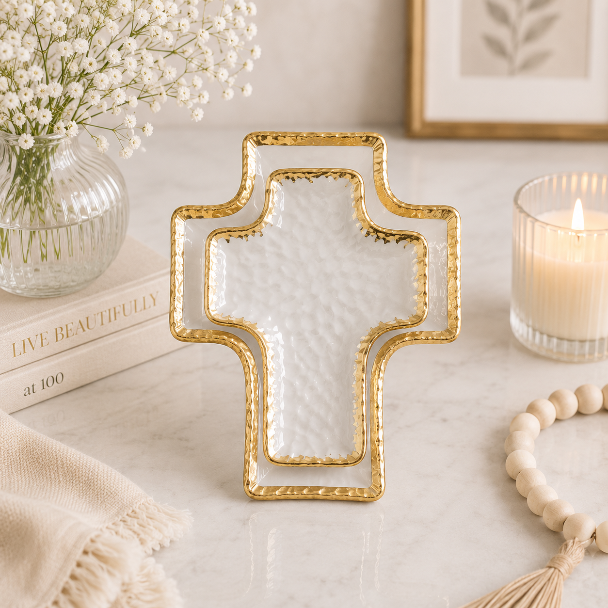 Mud Pie | Gold Edge Cross Tidbit Tray