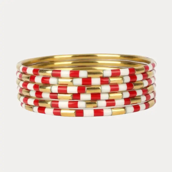 Budha Girl | Red\White Veda Bangles | Set of 6