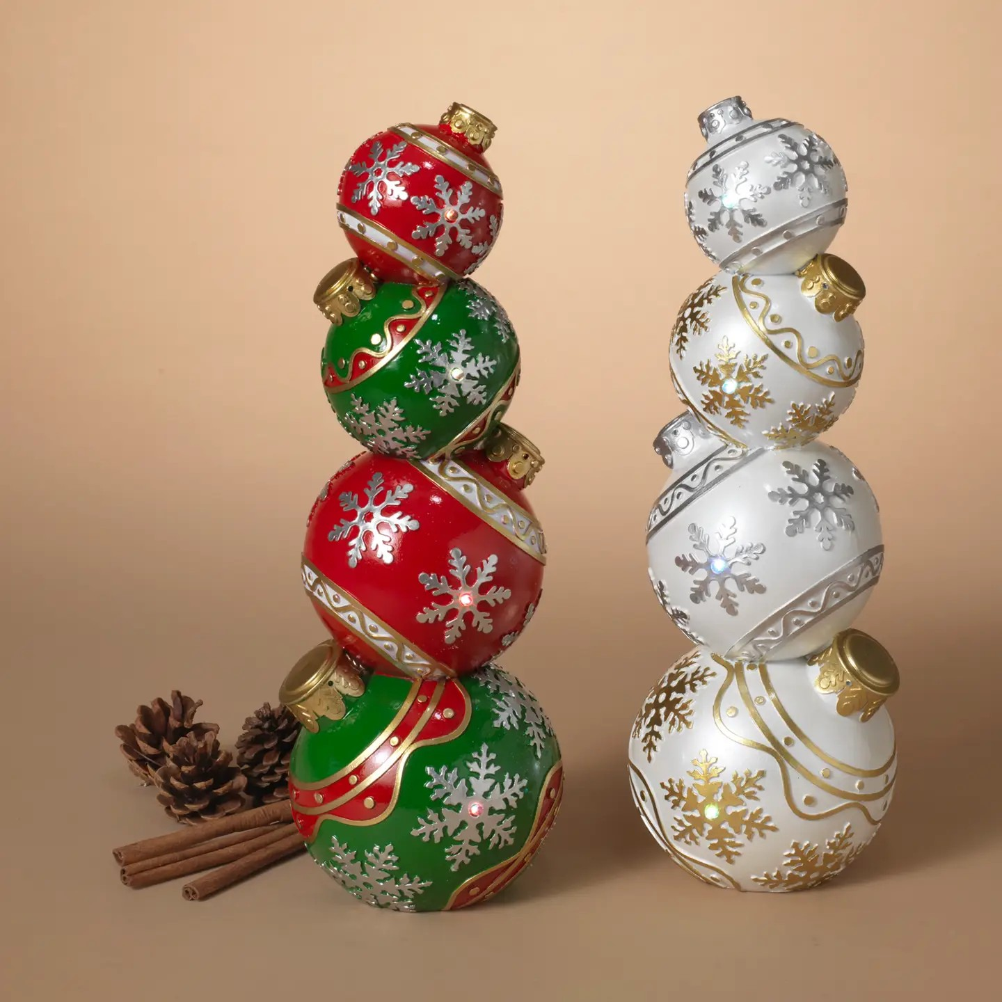 15.5"H Lighted Resin Stacking Christmas Ornaments