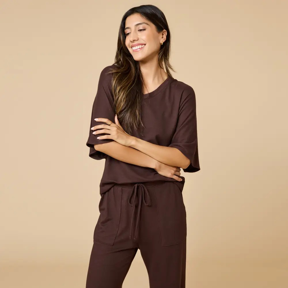 Dream V-Neck Capri Lounge Set – Buttery Soft Expresso