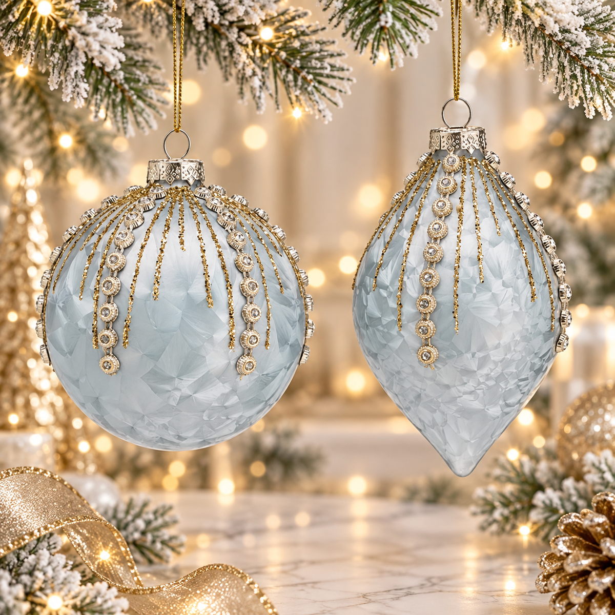Frosted Elegance Jeweled Ornament β¨π