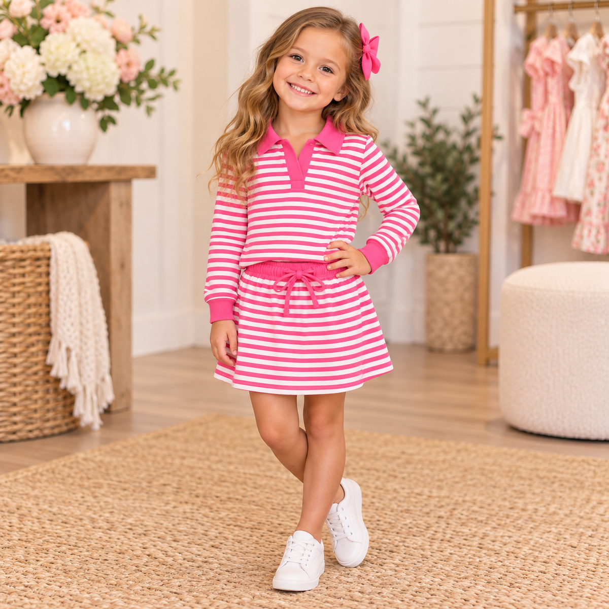 Isabelle Skort Set | Pink Stripe