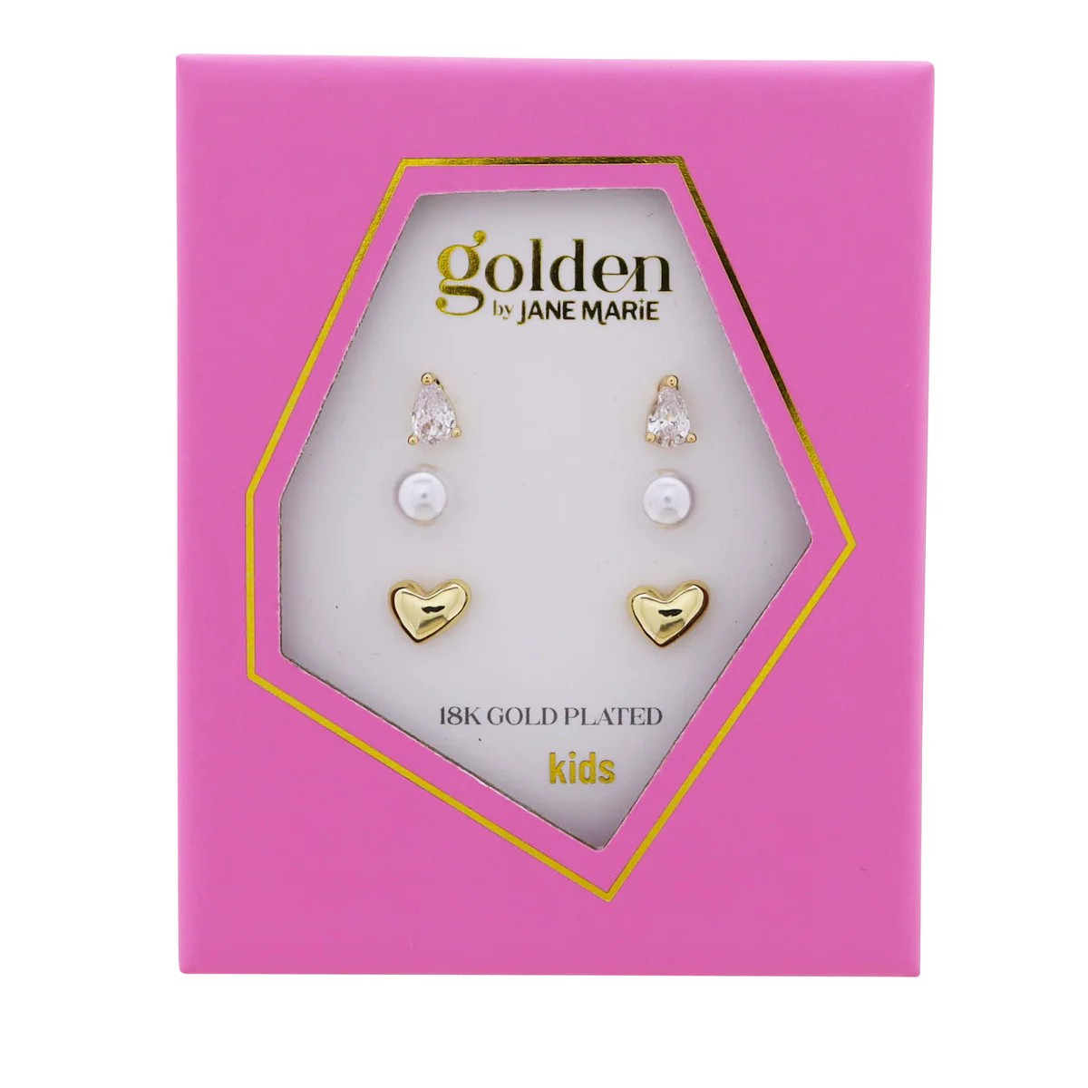 Kids Golden Earring Set | Pearls and Hearts