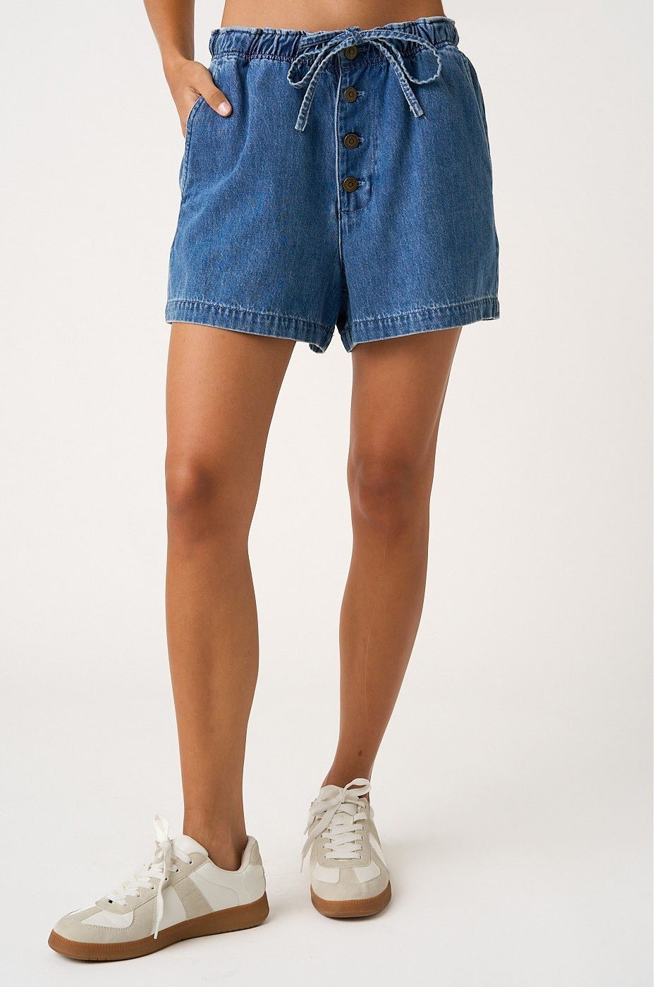 Washed Denim Shorts