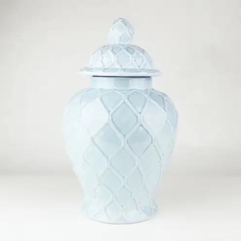 Light Blue Textured Ginger Jar