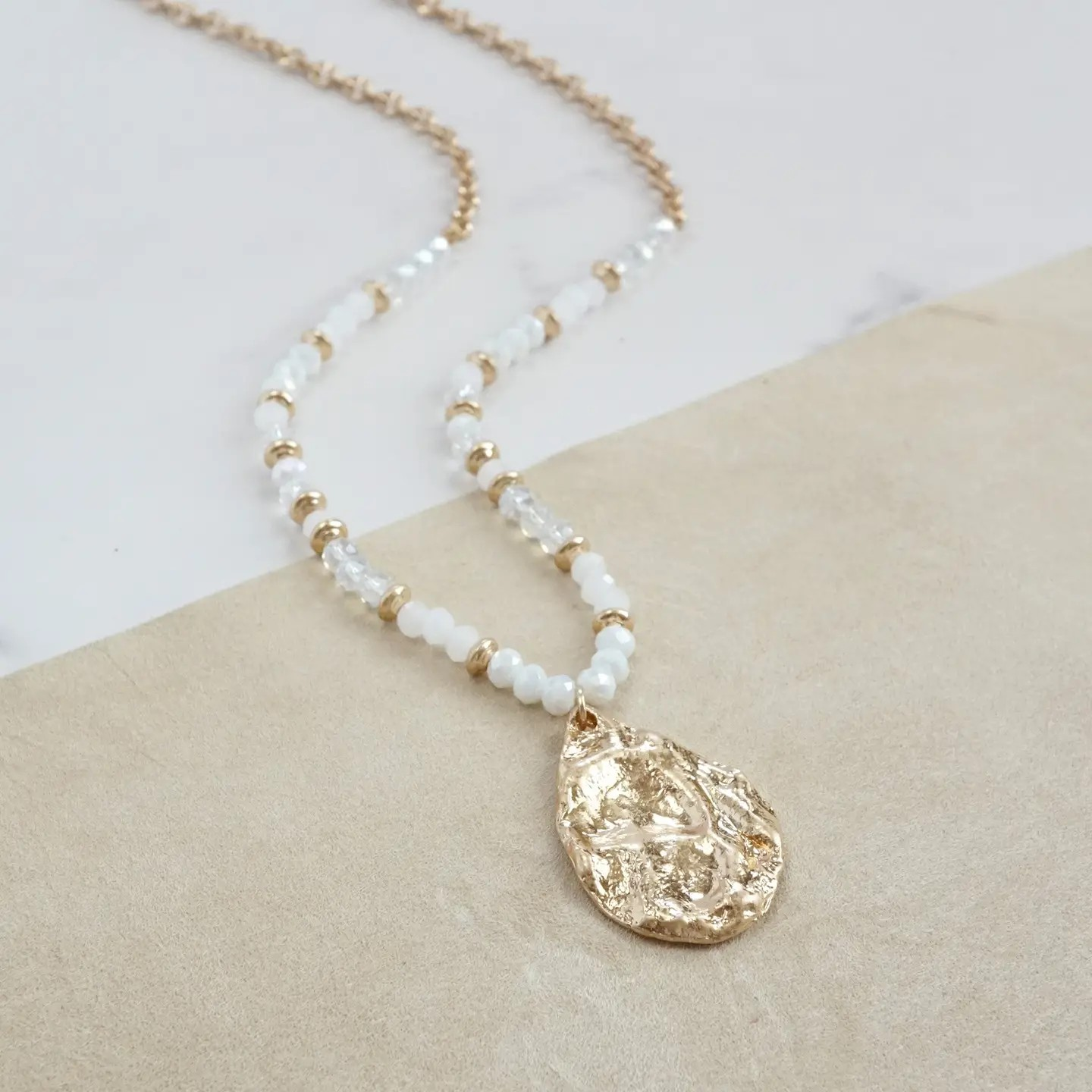 Long Beaded Necklace |Teardrop Pendant