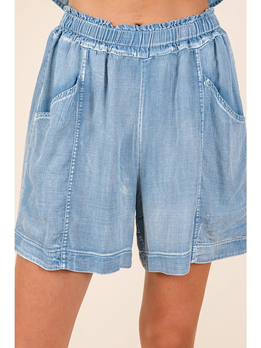 Washed Chambray Shorts