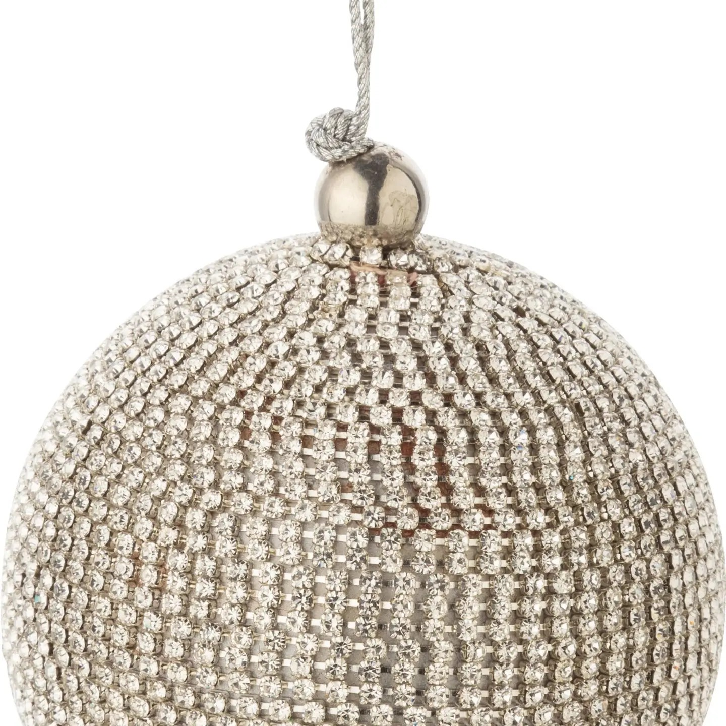 Brilliant Cut Clear Rhinestone Wrap Silver Ball Orn,2.5 in