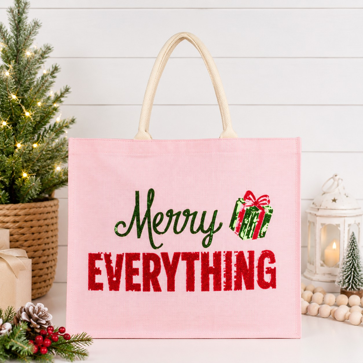Merry Everything Jute Tote