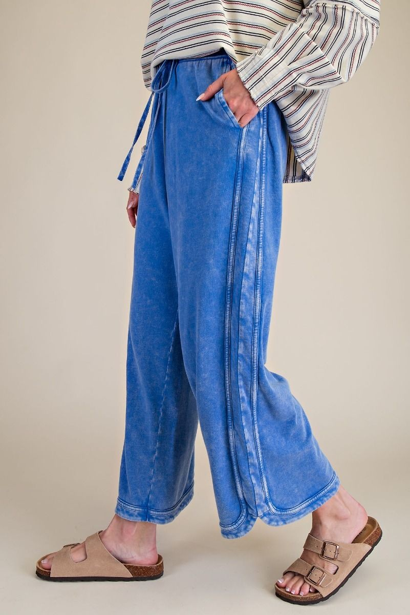Mineral Washed Terry Knit Pants | Day Blue | Easel