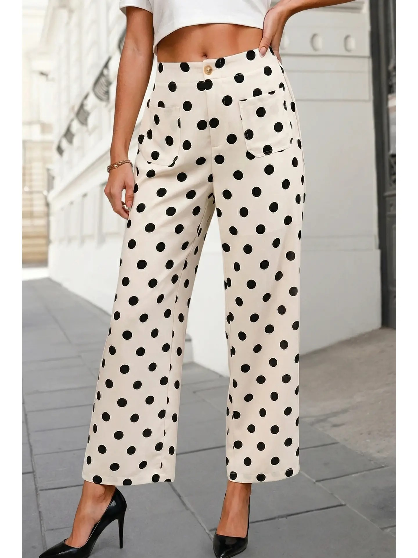 Polka Dot Wide Leg Trousers
