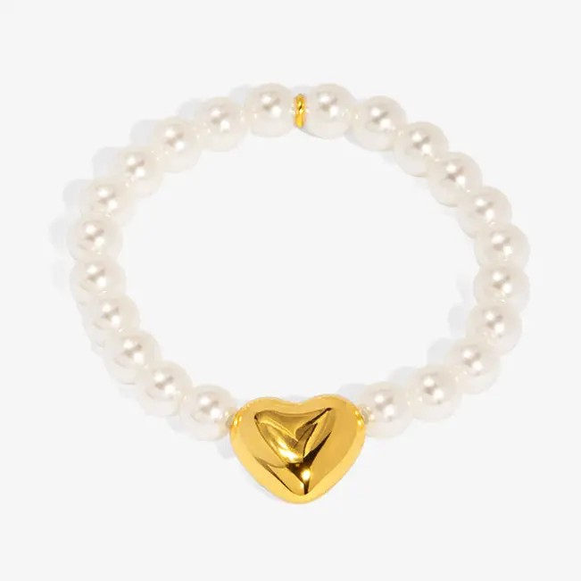 Heart Charm Pearl Bracelet