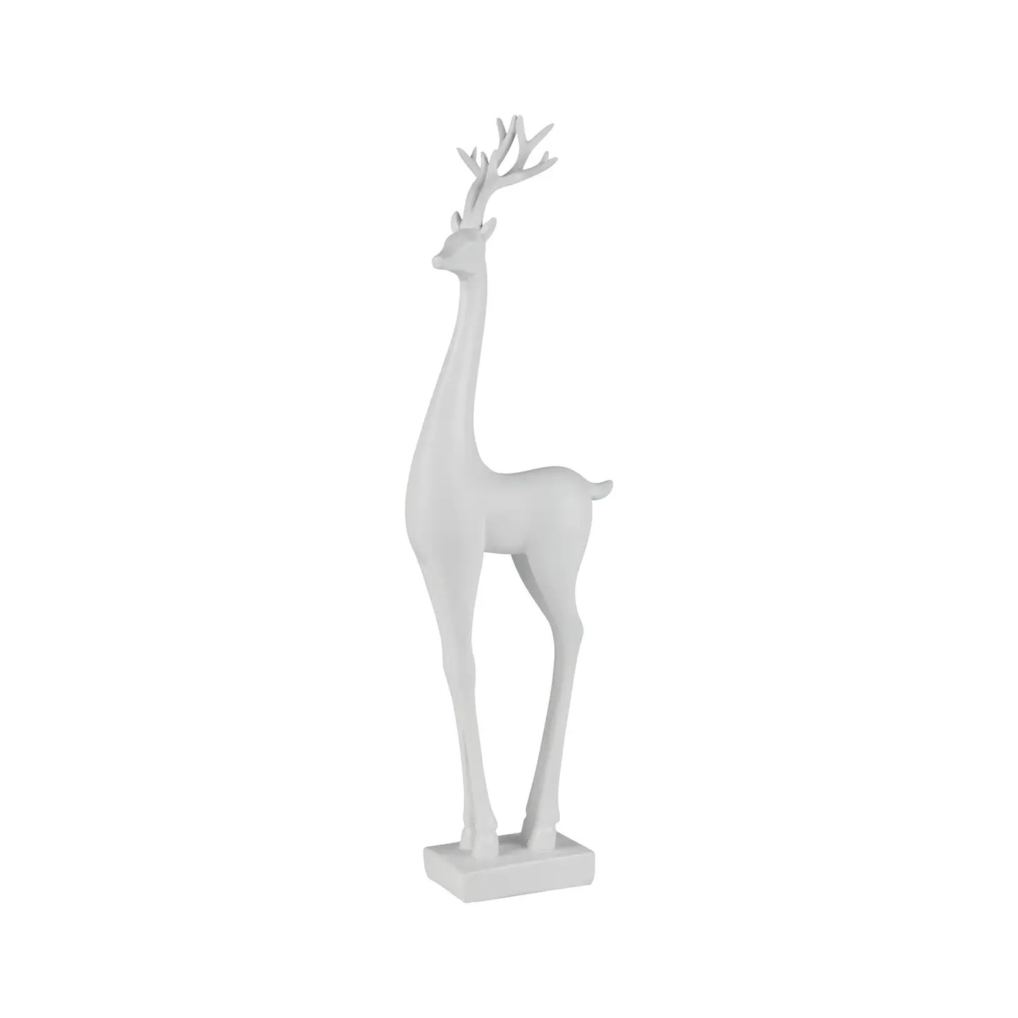 Matte White Finish Resin Reindeer Table Piece 17in