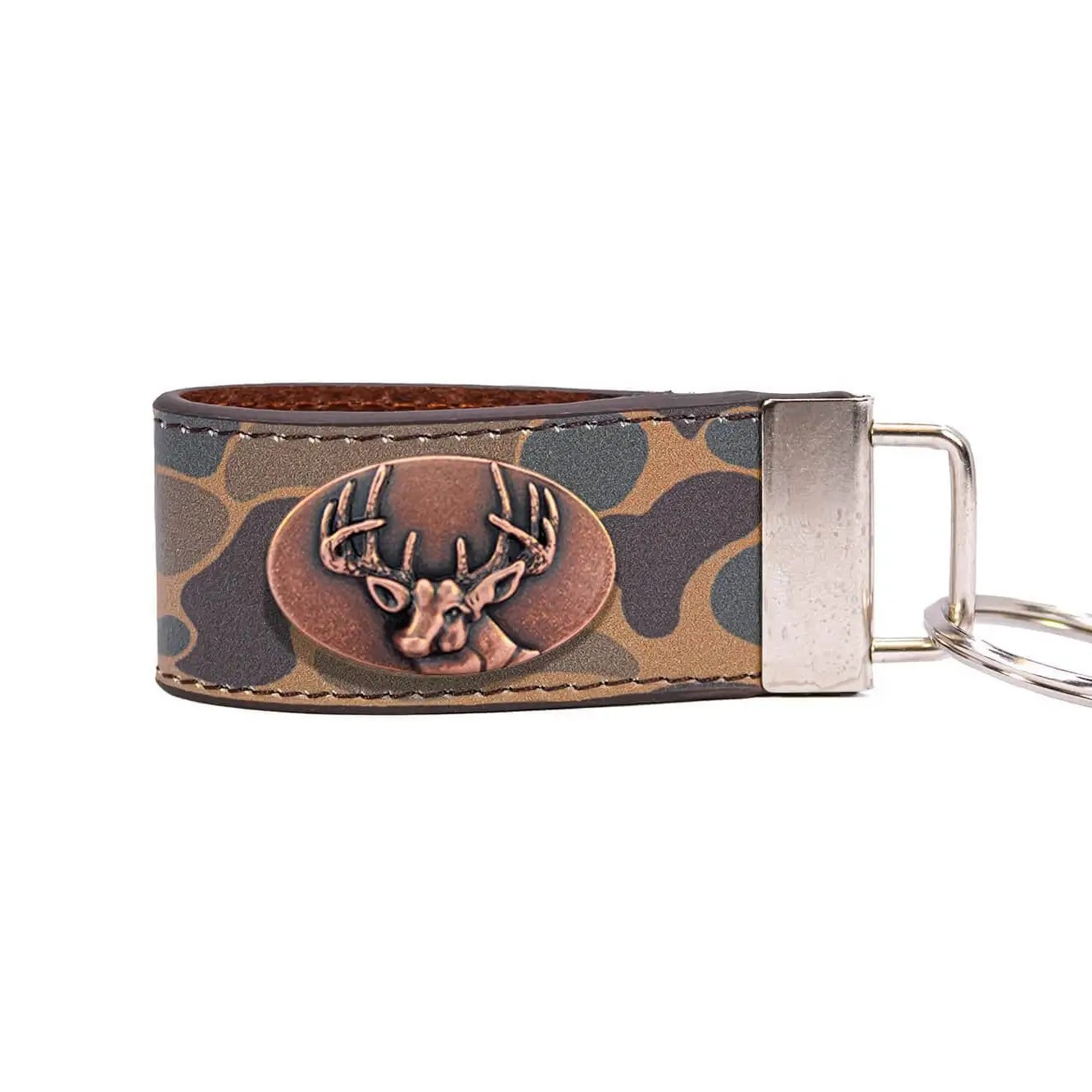 Buck Camo Leather Keychain
