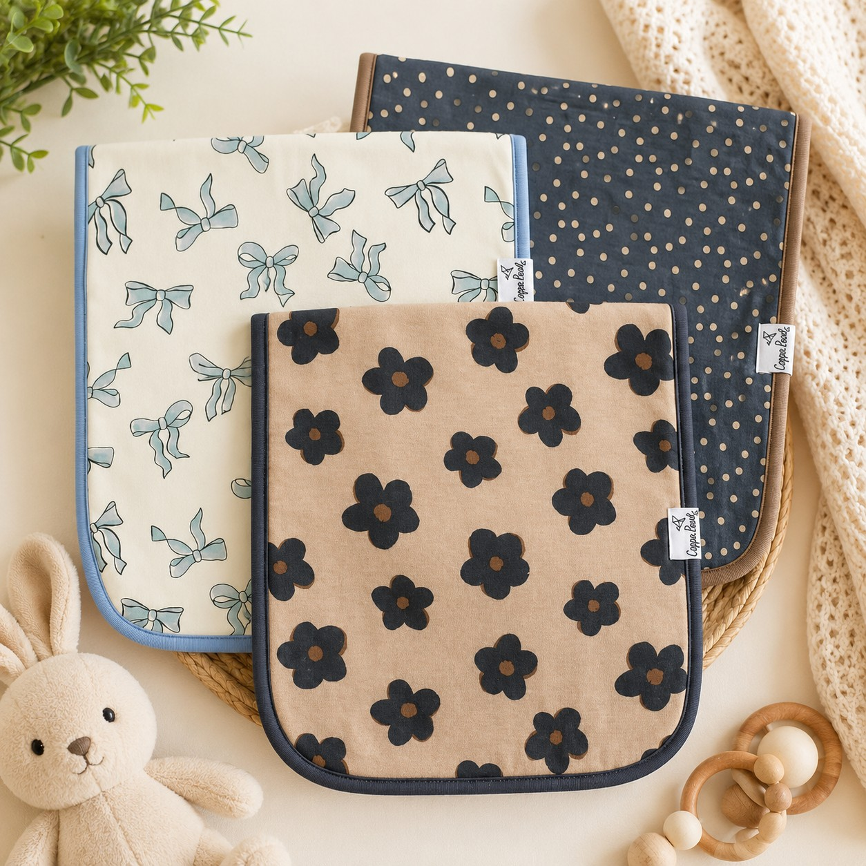 3 Pack Burp Cloth | Gemma in Tan | Copper Pearl