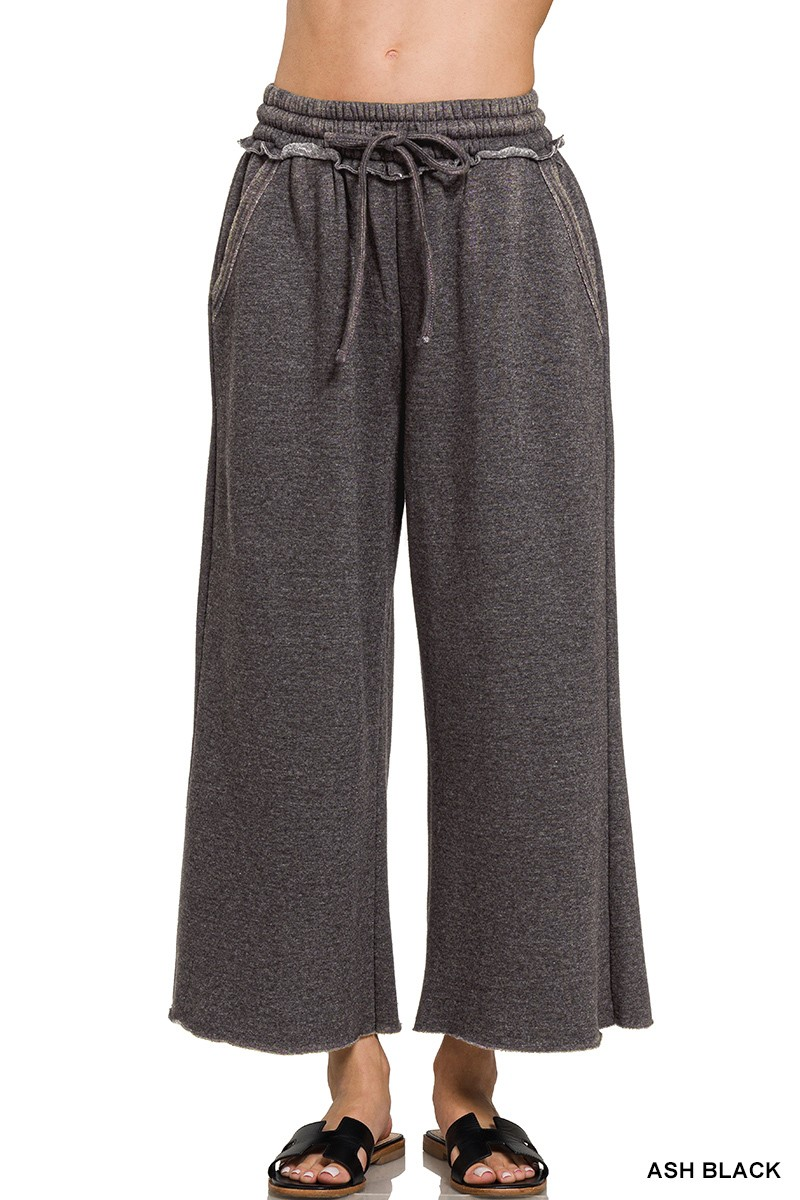 Washed Wide-Leg Lounge Pants