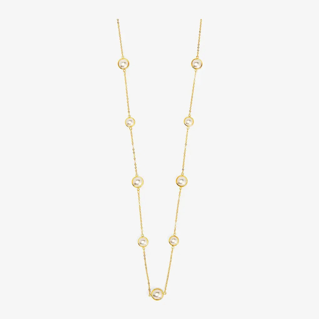 Half Pearl Chain Necklace | Magnet Closure