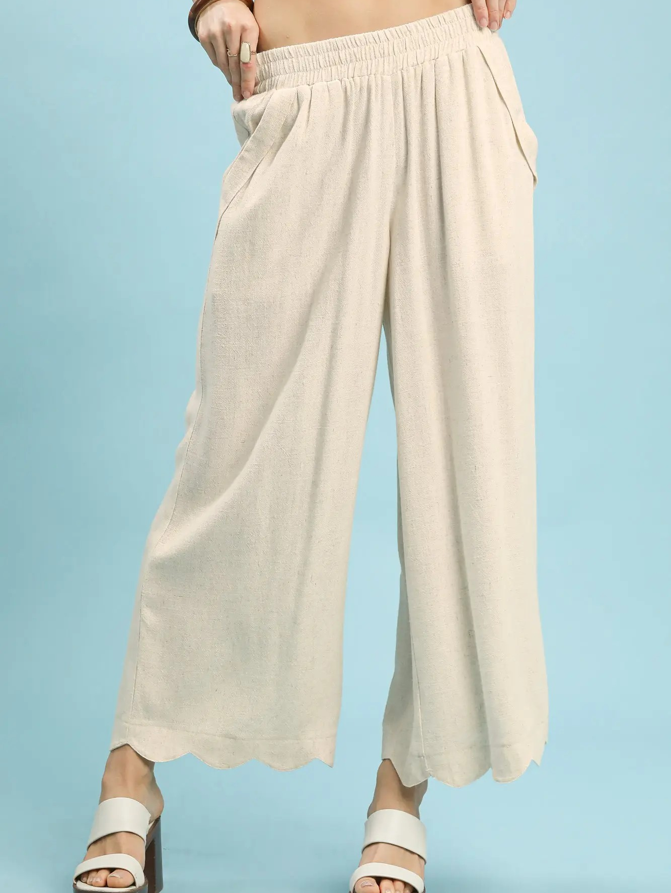 Linen Scalloped Pants