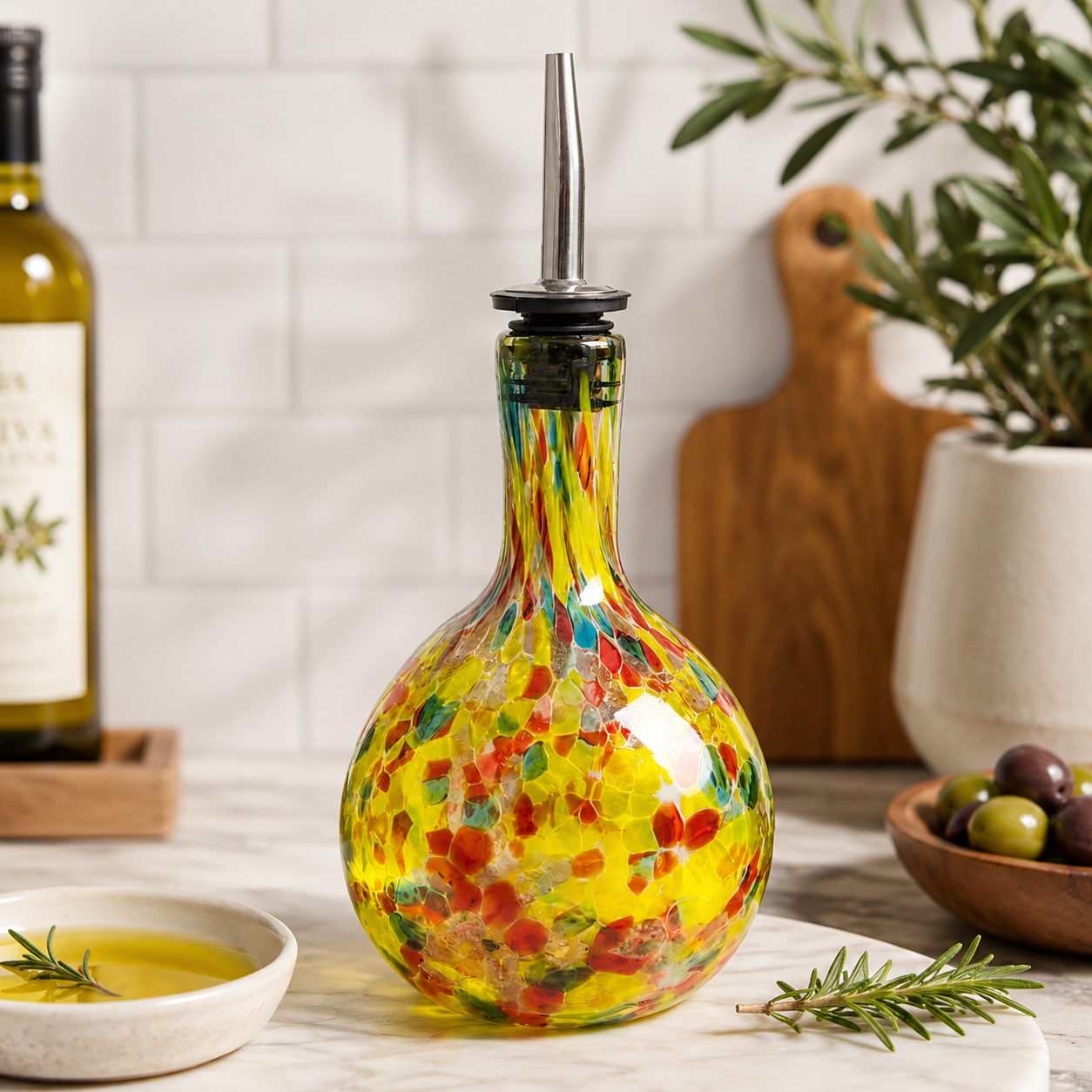 Handblown Glass Oil Bottle