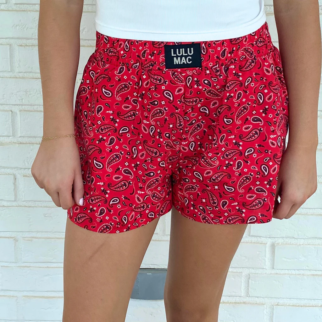 Red Paisley Lulu Mac Shorts