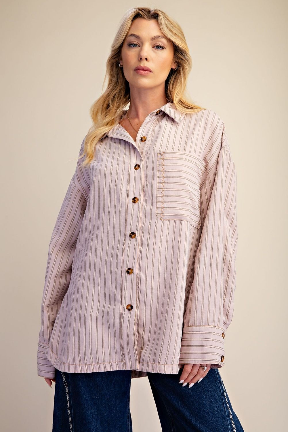 Easy Street Striped Button Down