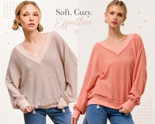Cozy Days Waffle Knit Sweater