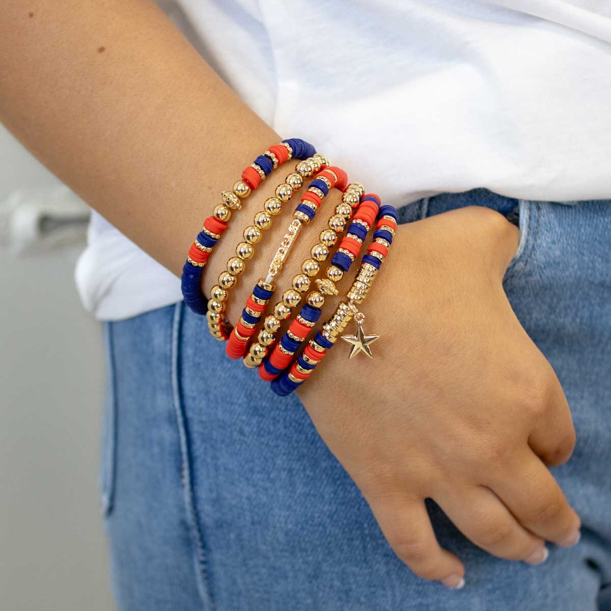 Game Day Bracelet Set | Red, Blue, and Gold