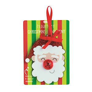 Light Up Santa Ornament | Red