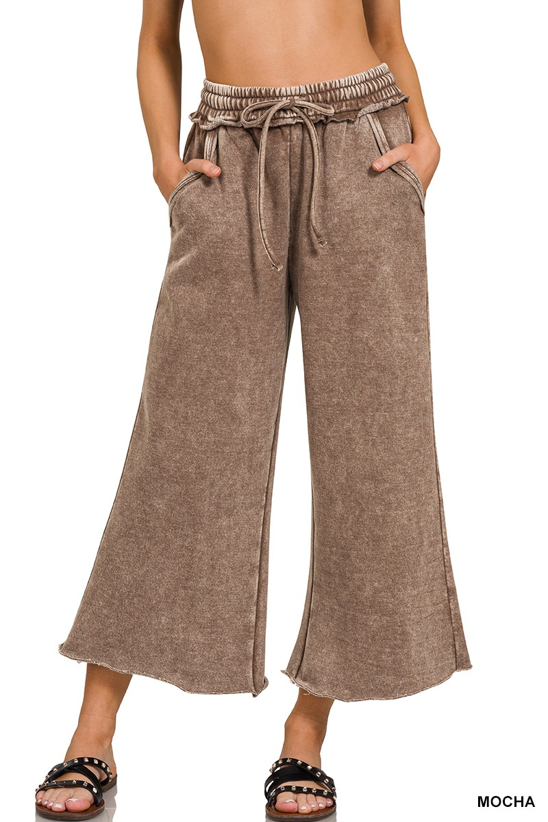 Washed Wide-Leg Lounge Pants
