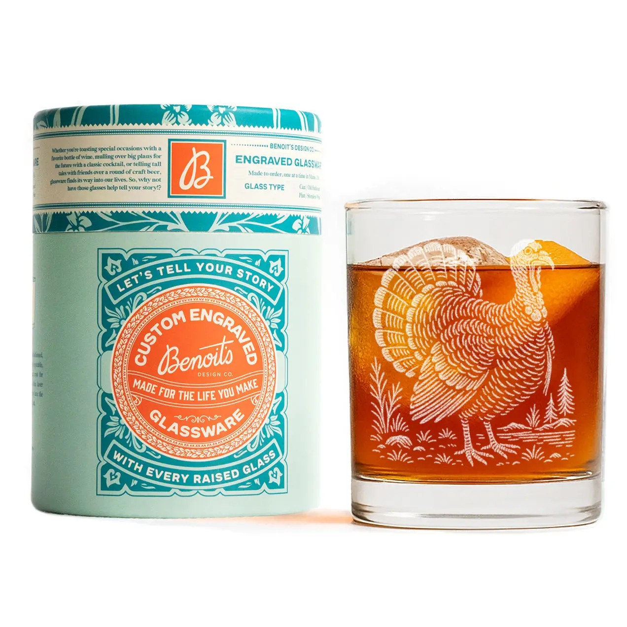 Turkey Drinking Glasses - Old Fashion - 12oz