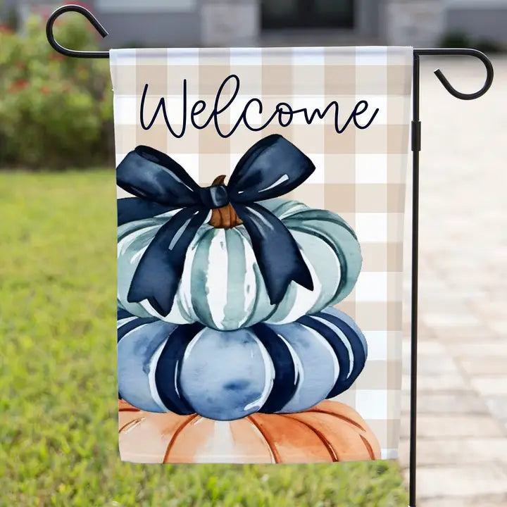 Stacked Coquette Pumpkins | Fall Garden Flag