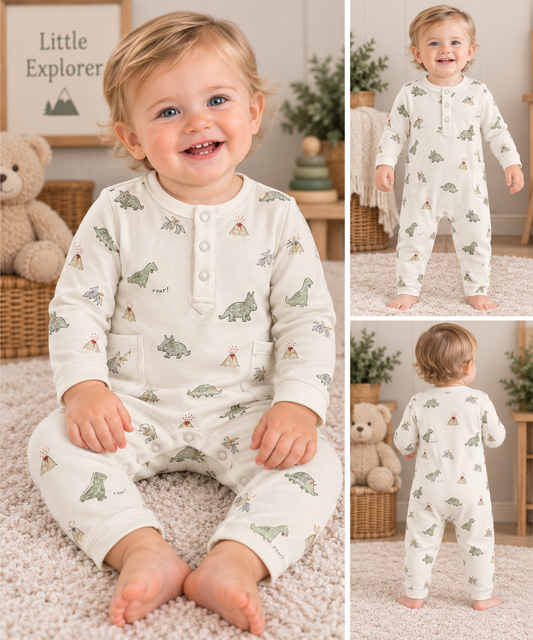 Little Roars & Campfires Romper 🦕🏕️