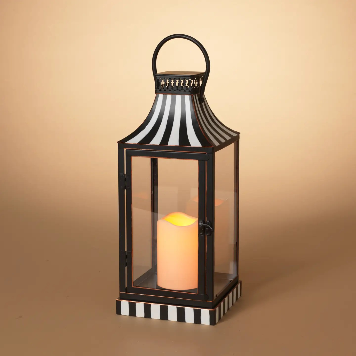 15.3"H Lighted Metal Holiday Lantern w/ LED Candle