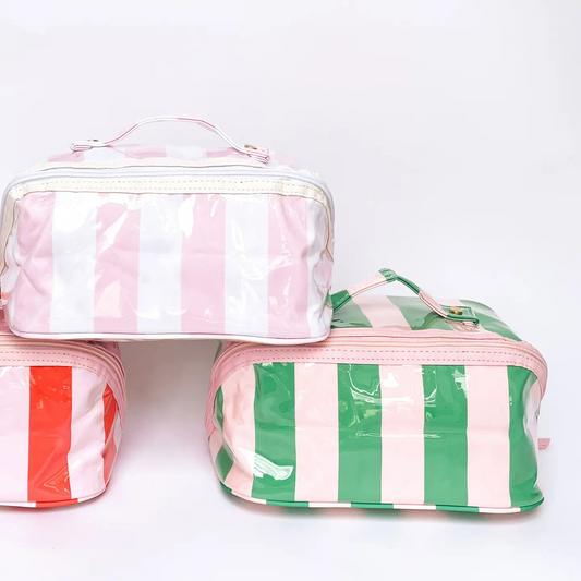 Gloss & Go - Colorful Stripe Wipeable Cosmetic Toiletry Bag
