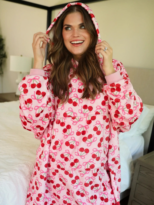 Cherry Bomb Cozy Blanket Hoodie