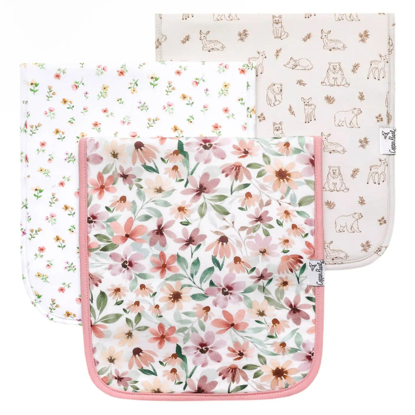 Natalie Premium Burp Cloths | Copper Pearl