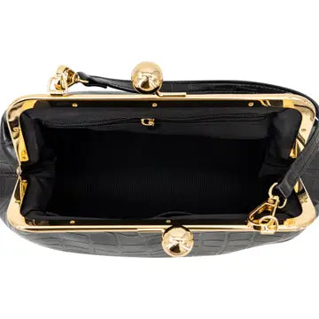 The Windsor Chocolate Croc Kisslock Bag