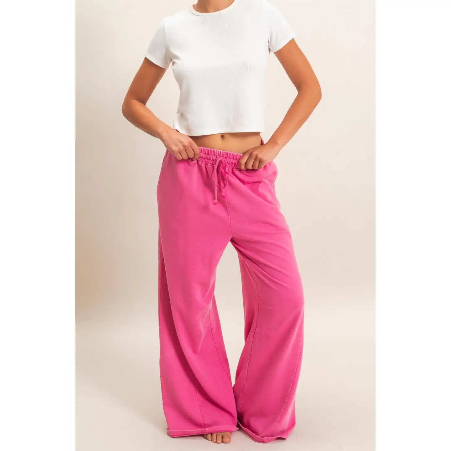 Mineral Wash Wide Leg Pants | Multiple Colors