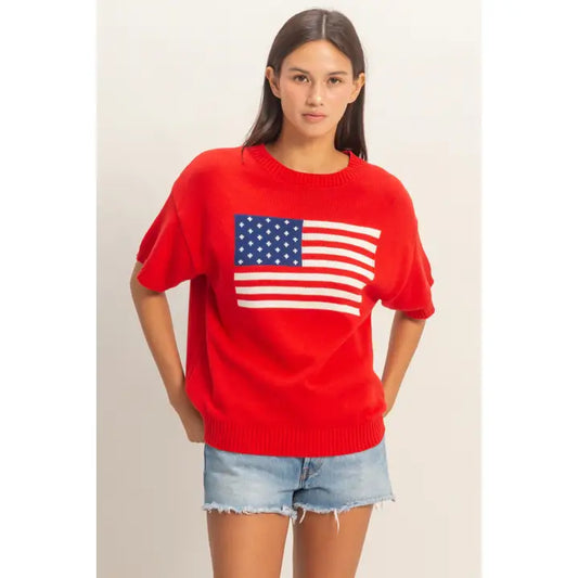 The Red, White, and Blue Tee | Knit Top