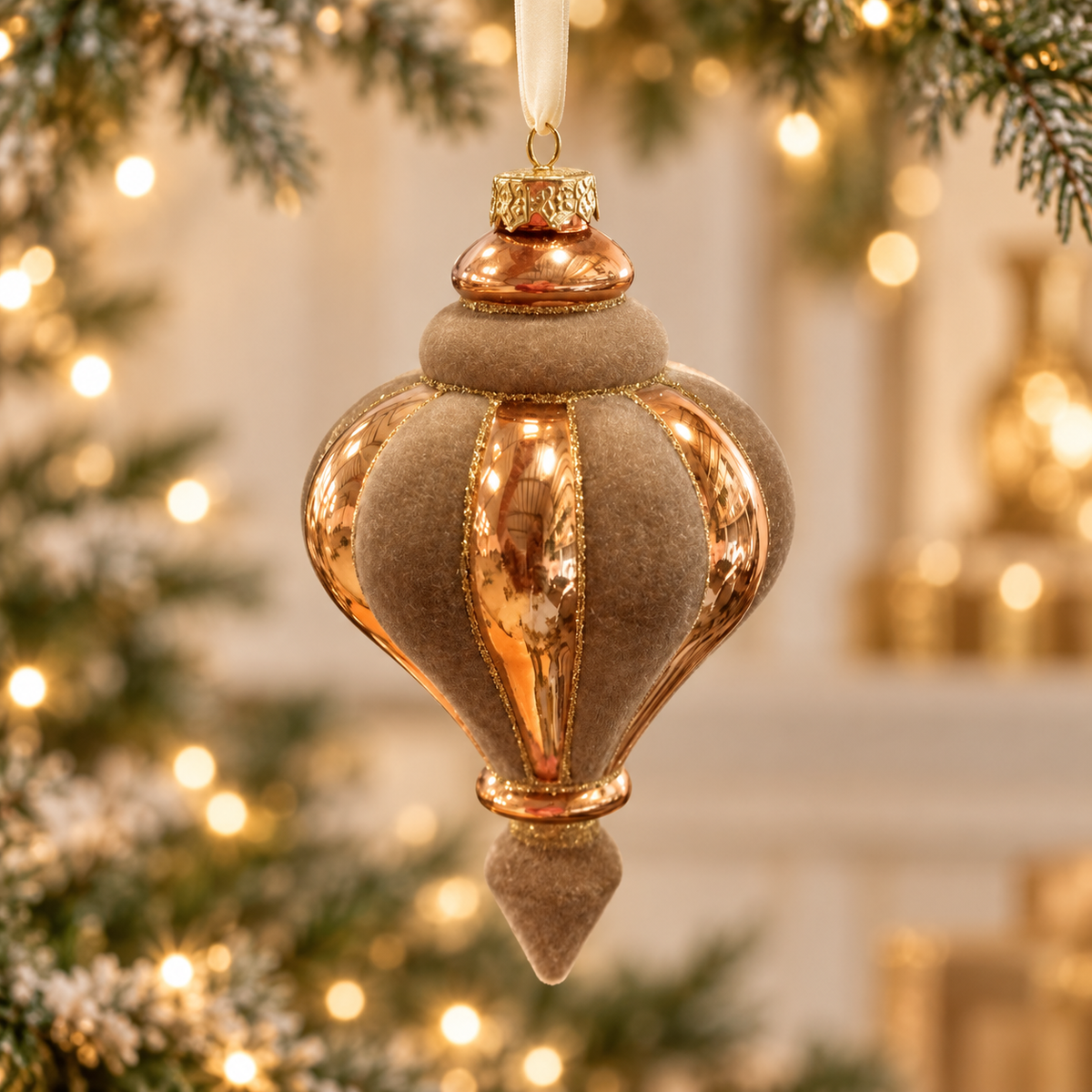 Champagne Glow Finial Ornament