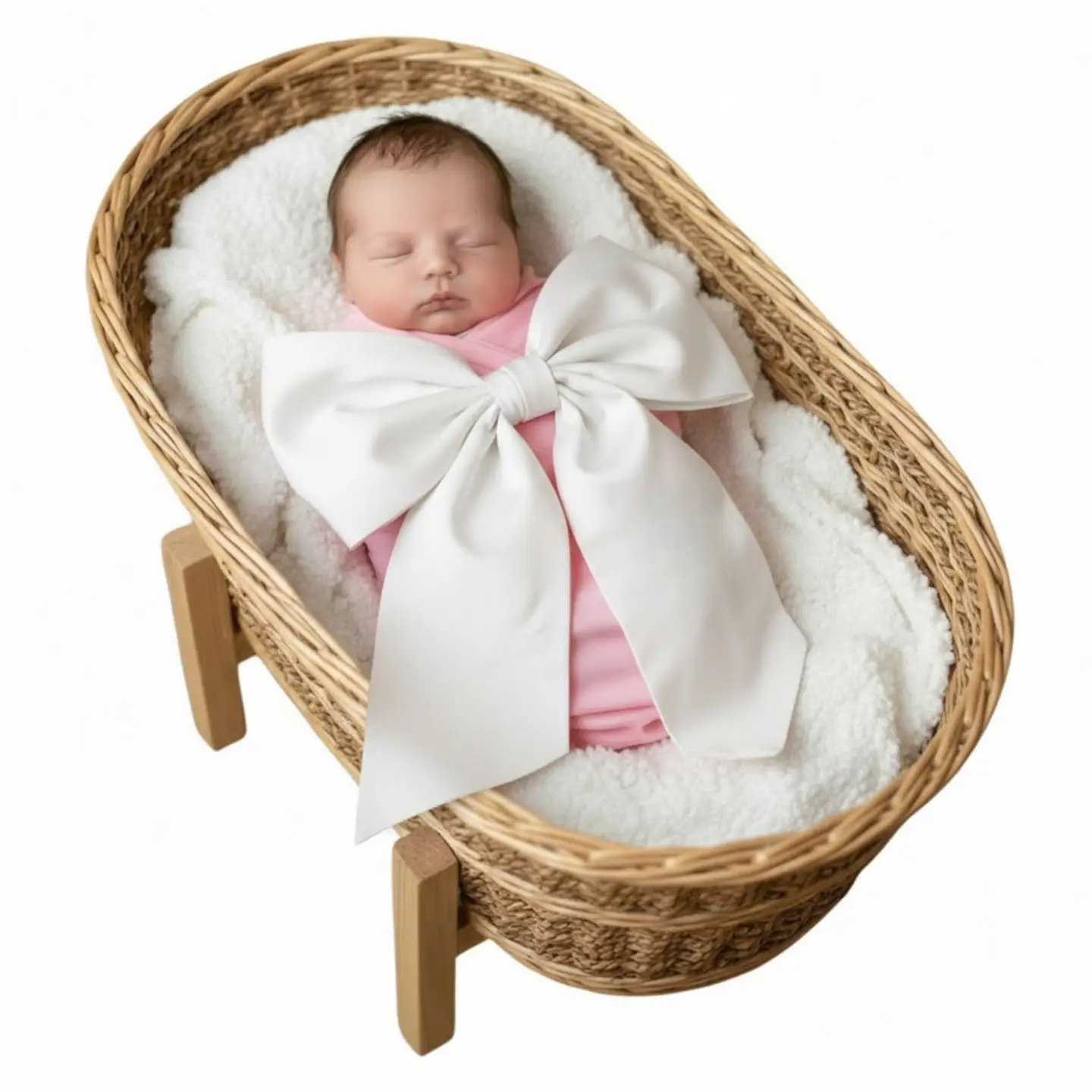 Newborn Swaddle Bow Sash | White