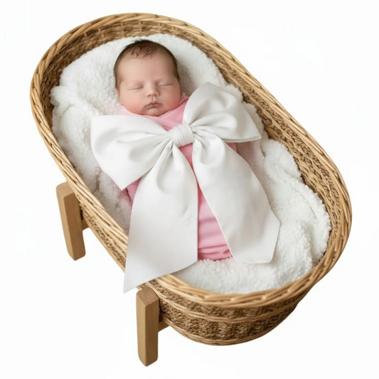 Newborn Swaddle Bow Sash | White