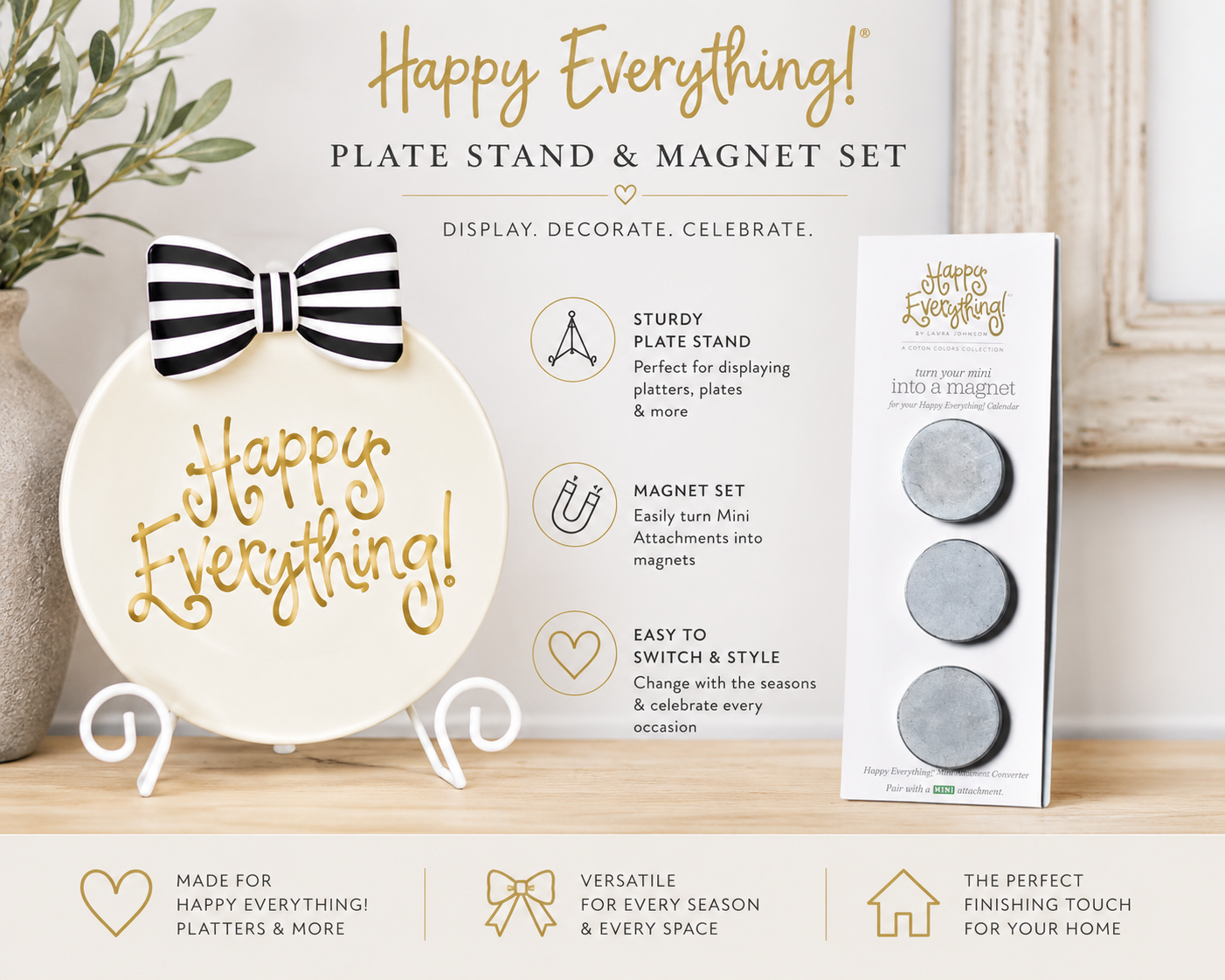 Happy Everything! Plate Stand & Magnet Set