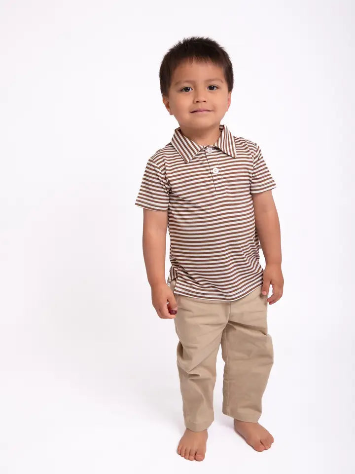 Cocoa Stripe Polo | T-Shirt