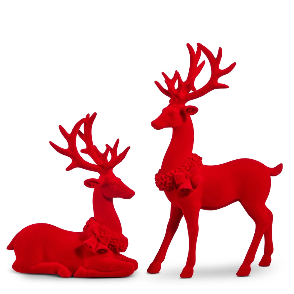 12.5" Flocked Deer Red