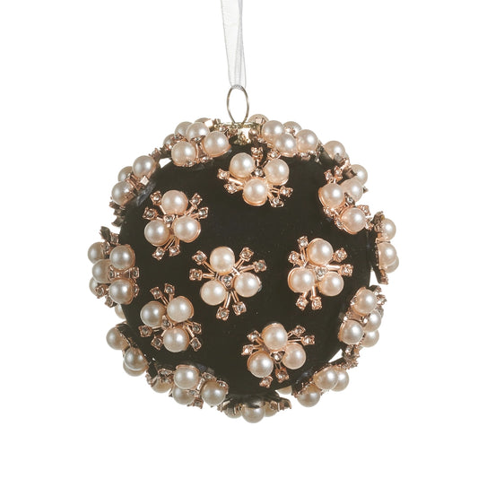 3.5" Pearl Clustered Black Ball Ornament