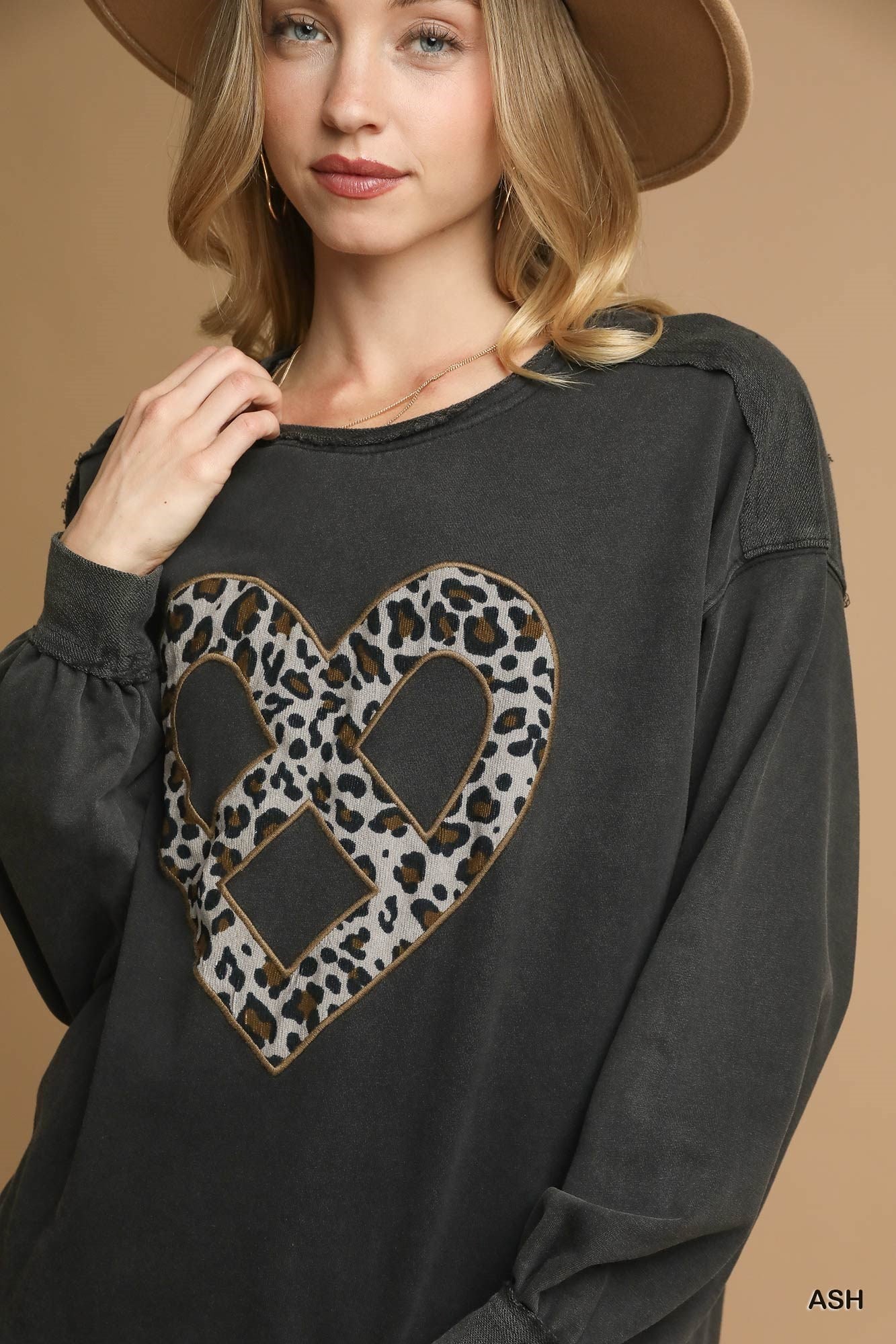 Leopard Heart Applique Top