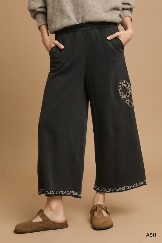 Leopard Heart Applique Pants
